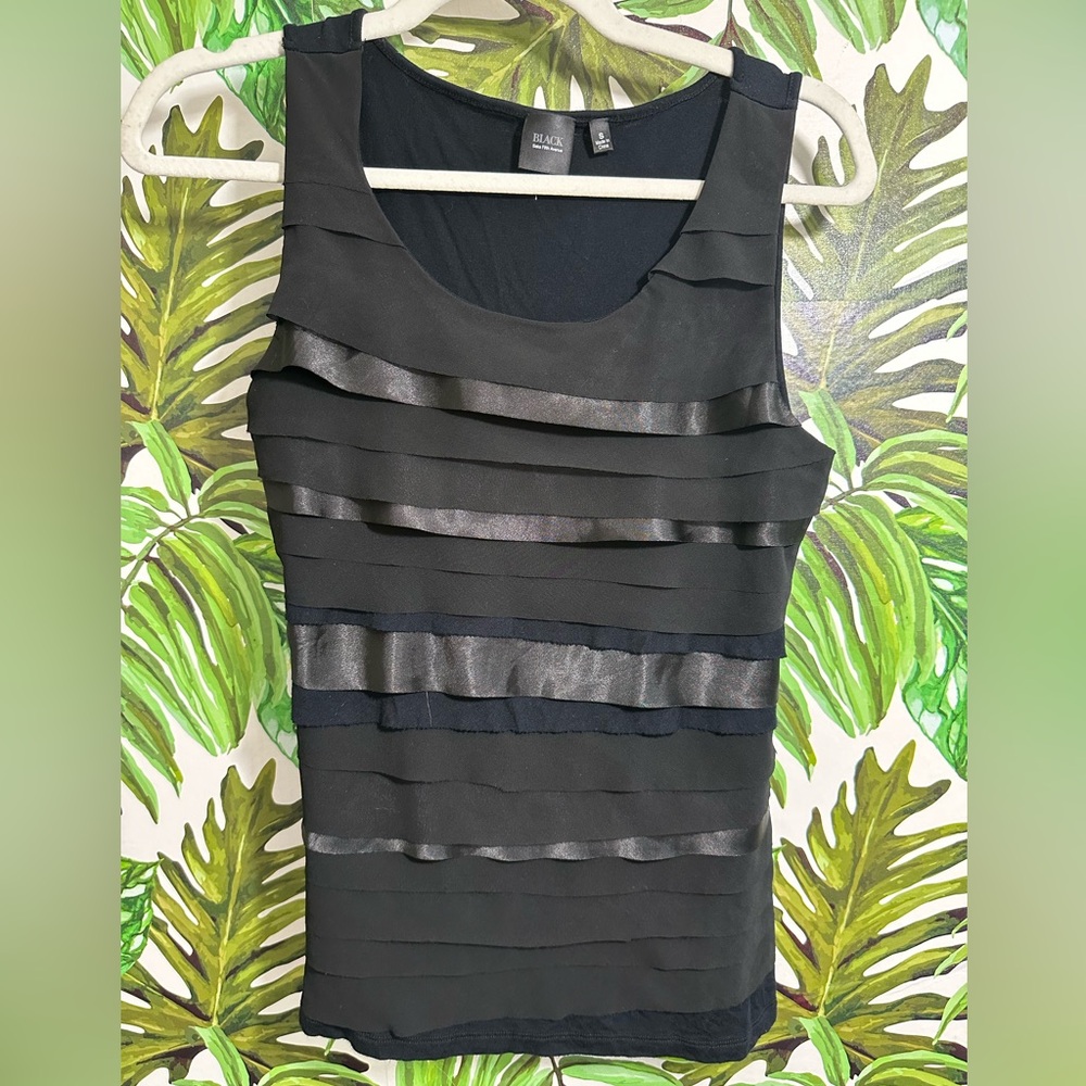 Saks black layered tank top